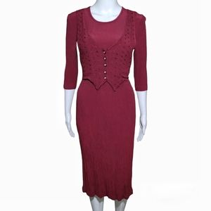 90s Maroon Whimsigoth Dress Size Small